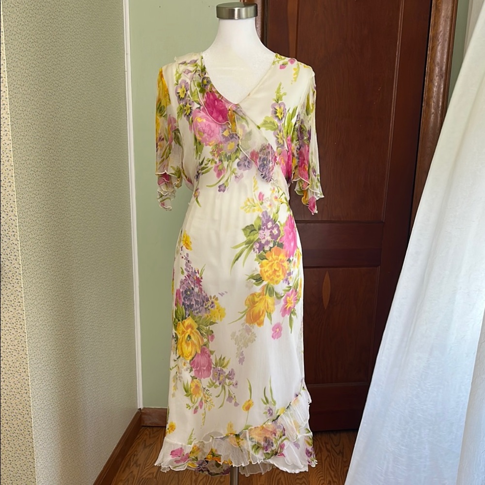 VINTAGE Floral Print Women's Dress, Size M